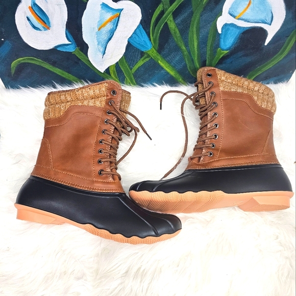 Women's SHO Beautiful Waterproof Duck Boots Rubber Two Tone Mix  Winter Rain... - Picture 1 of 7